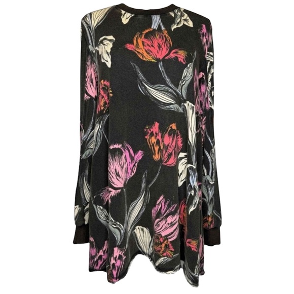 Free People Tops - Free People Oh Whata Tunic Top Floral Bohemian Crewneck Oversize All Over Print